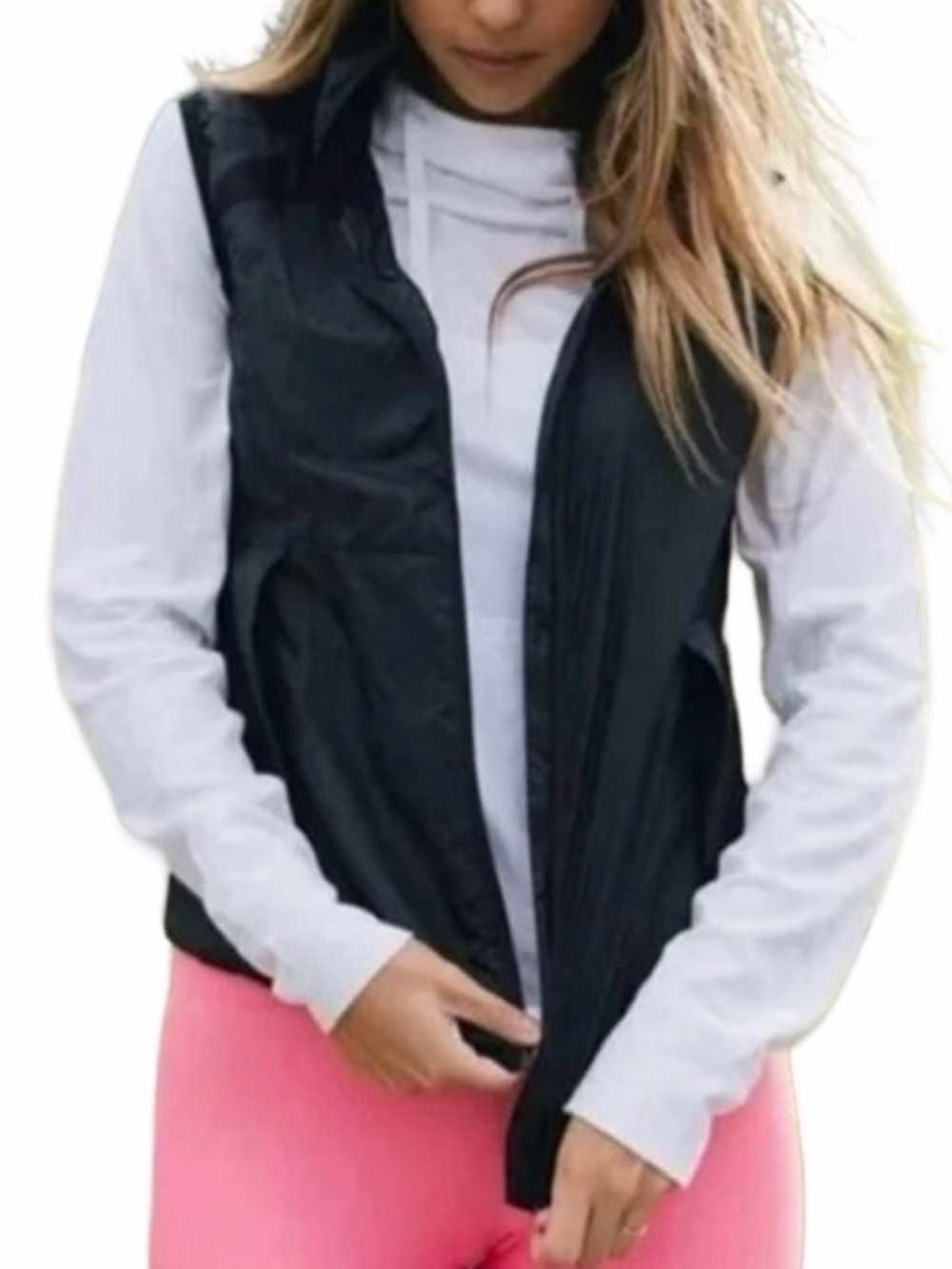 ZYIA Active NWT Black Trainer Vest Hooded Lightweight Full Zip Size Large